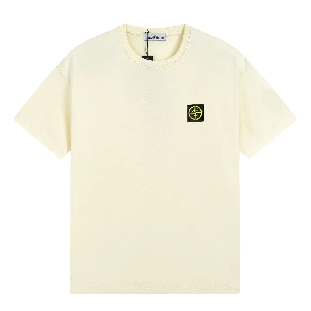 W670#P110💰 Hot new item🔥 [Stone Island Stone Island Chest Embroidered Badge Round Neck Drop Shoulder Short Sleeve T-shirt] Super versatile! A short-sleeved upper body for major celebrity internet celebrities, made of 260g combed cotton 32-count double yarn. Comfortable and breathable, customized accessories, oversize version. Dropped shoulder sleeves, very loose, same style for men and women, suitable for couples💑 Match as you like. The upper body is super beautiful. Color: Black White Apricot Gray Navy Size: M L XL XXL Ｍ Shoulder Width 47 Bust 52 Length 70 L Shoulder Width 48 Bust 54 Length 72 XL Shoulder width 59 Bust 56 Length 74 XXL Shoulder width 50 Bust 58 Length 76